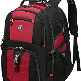 Extra Large 52L Travel Laptop Backpack with USB Charging Port, College Backpack Airline Approved Business Work Bag Fits 17 Inch Computer for Men Women - Color: Red