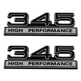2pcs 345 5.7 Liter High Performance Engine Emblems Badge 3D Decals Stickers Cars Trucks (Chrome Black)