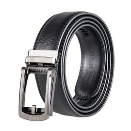 Comfort Click Belts for Men, 1 3/8" Ratchet Leather Dress Automatic Slide Belt in Gift Box - Adjustable Trim to Fit