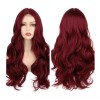 Teyu shop Peluca Mujer Larga Rizada Roja Con Encaje Frontal
