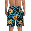 Mens Swim Trunks with Mesh Lining,Cute Pizza Patches on Blue