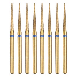 sourcing map 8pcs 120-140 Grits Diamond Grinding Bit 1.8mm Tapered Head 2.35mm Shank 15mm Length Titanium Plated Stone Sanding Drill Bits Rotary Tool for Nails Grinding Polishing