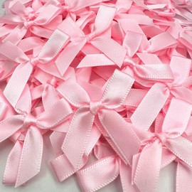 100 Pcs Pink Bows, 1.57 Inch Small Ribbon Bow Decorations, Mini Satin Fabric Bows for Crafts and Gift Wrapping (Pink)