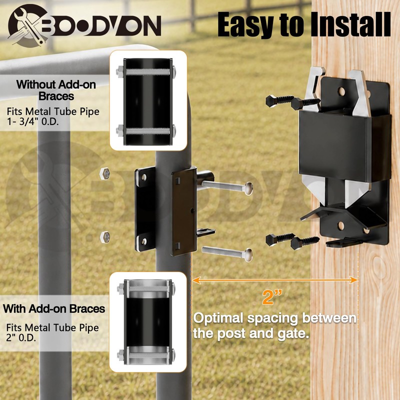 BOODVON 2 Way Gate Latch, Heavy Duty Lockable Two Way