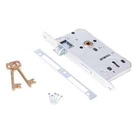 Aqbau® Door Lock Room Door Lock 72 / 50 mm DIN Left Room Door Lock with Key Room Door Mortice Lock Room Door Bunbart Key Lock Room Door Locks Silver