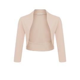DANAEST Women's Bolero Festive Cardigan Elegant Shoulder Jacket 3/4 Sleeve Short Top (708), beige