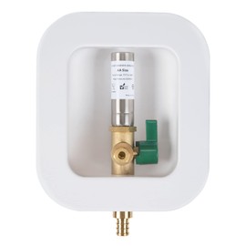 [1 Piece] Lingmfg Ice Maker Outlet Box PEX Crimp with Hammer Arrestor, 1/2 inch Crimp PEX 1807, Connection 1/4 Inch Ice Maker Hose, Water Valve Box Inlet Compression Cover Old Work