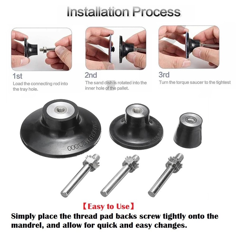MiJunHD 3 Pieces 1'', 2'', 3'' Roll Lock Disc Pad