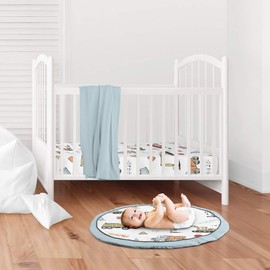 Sweet Jojo Designs Construction Truck Boy Baby Playmat Tummy Time Infant Play Mat - Grey Yellow Orange Red and Blue Transportation