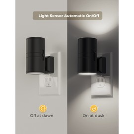 L LOHAS LED Bright Night Light, Modern Night Lights Plug into Wall, 5000K Daylight White, 0-100LM Dimmable Night Lights with Light Sensor, Decorative Night Lights for Hallway Bathroom Kitchen, 2 Pack