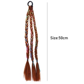2PCS Colorful Braid Ponytail Extension Hair Tie, Natural Soft Synthetic Hair Piece Brown for Women Girl