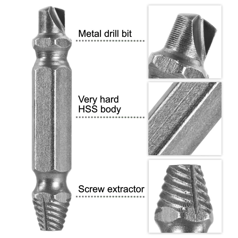 S&R Screw Extractor Set, Left Extractor Set, 5 Pieces, Double-Sided