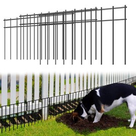 Small/Medium Animal Barrier Fence,10 Pack 24in(L) X 15in(H) Underground Decorative Garden Fencing, Dog Rabbits Fences Metal Fence Panel Ground Stakes for Garden Yard Patio