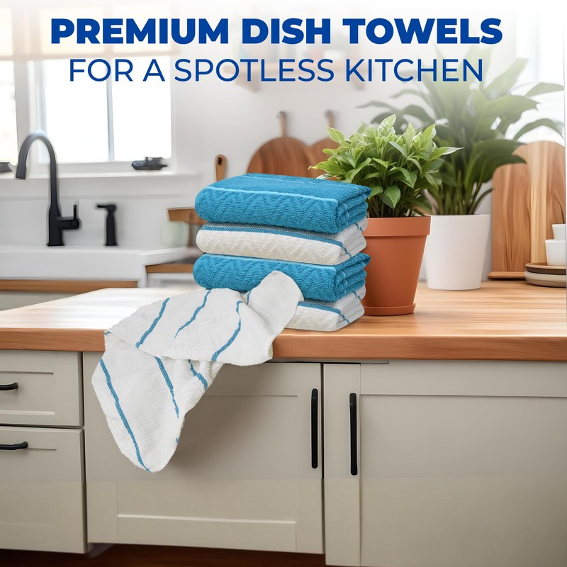 Towelogy Premium 100% Cotton Kitchen Towels - Super Absorbent &