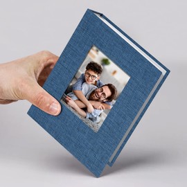Vienrose Small Photo Album 4x6 Slip-in Picture Album 50 Pages Holds 100 Photos, Portable Photo Book 4x6 for Wedding Family Baby Travel Blue