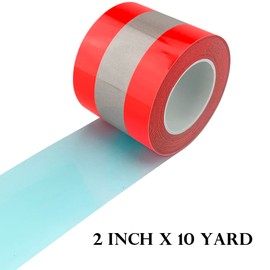 NOZUONO High Visibility Reflective Heat Transfer Vinyl Iron On Tape for Clothing 2in x 5yd (Fluorescent Red/Silver)