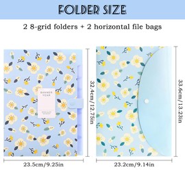 Yueser Document Folder A4, 4 Pieces Collector's Folder A4 Children Plastic Portable Expanding Folder with 8 Compartments Organiser File Folder Sorting Folder Accordion File Folder Waterproof for