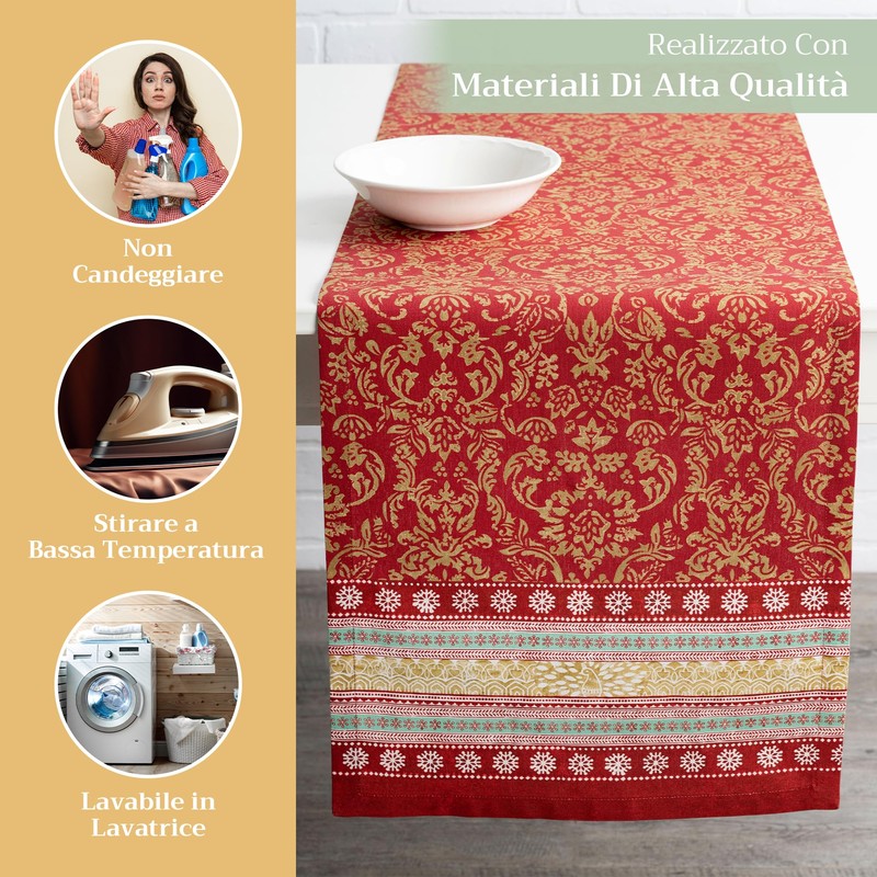 Maison d' Hermine Table Runner, 100% Cotton, Decorative Washable Table