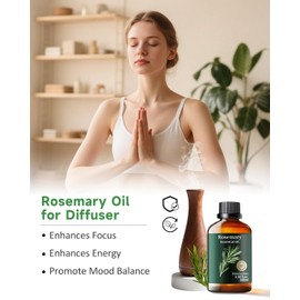 Rosemary Essential Oil Pure Mumianhua Natural Rosemary Oil for Diffuser, Aromatherapy, Cleansing, Scalp,Hair, Skin, Soap Making 3.38 Fl Oz