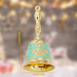 Handbell, Small Hand Bell Hand Call Bells Wedding Bells, Table Bell Service Bell for Restaurant, Hotel, Shops, Pet Training Bell, Christmas Bells (Golden Cyan)