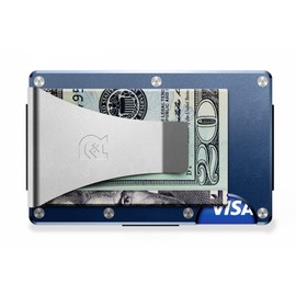 The Ridge Wallet Thinner Than Smartphone Money Clip, Aluminum, Navy × Silver