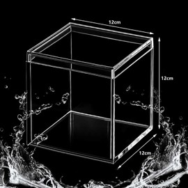 siawadeky Transparent Acrylic Box Set of 2 with Lids, Candy Box, Waterproof, Dustproof, Gift Box, Trinket Box, Cube Case, Stackable, Divided Case, Cosmetics, Jewelry, Figure, Collection, Storage,