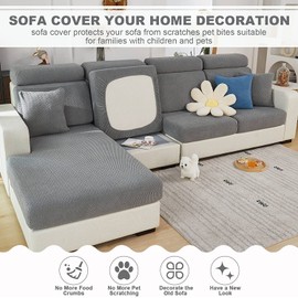 ele ELEOPTION Fundas De Cojines para Sofá Sofá Seccional Funda En Forma De L Sofá Elástico con Funda para Chaise Lounge Protector De Muebles para Sala De Estar (Largo 61-73 Pulgadas Ancho 35-43 Pulga