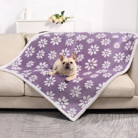 Yaning Waterproof Blanket for Dog Cat or Adult, Cute 3D Textured Flower Dog Blanket for Bed Couch Sofa, Soft Liquid Pee Proof Pet Blanket for Furniture Protector, 50"x60", Purple