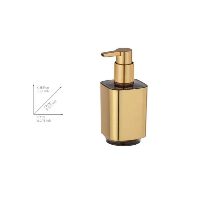 WENKO Auron Gold Soap Dispenser Refillable Dispenser for 300ml Liquid