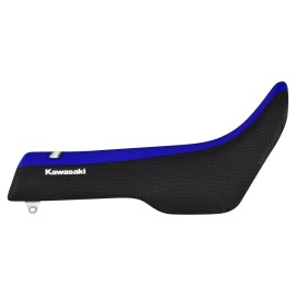Enjoy Mfg 1989 KAWASAKI KDX 200 gripper seat cover   BLACK/BLUE standard #181 LOGO