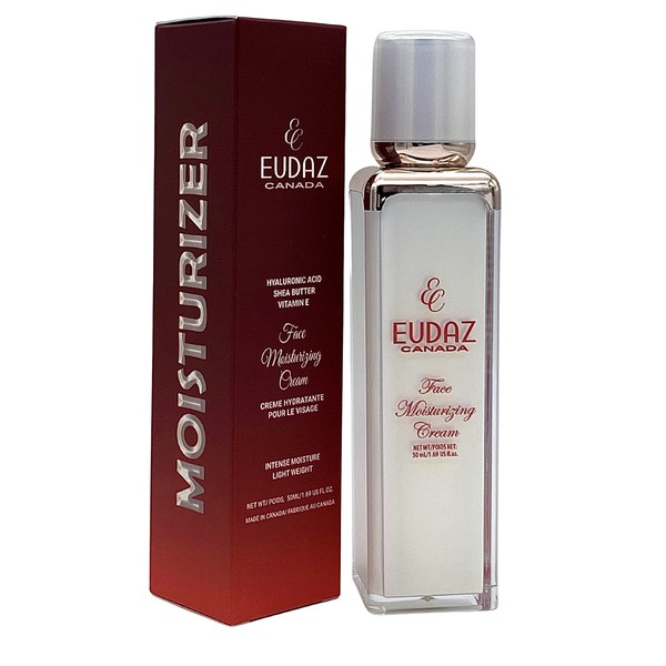 EUDAZ CANADA Face Moisturizing Cream: Hyaluronic Acid, Shea Butter & Glycerin. Glowing Soft & Younger Skin, Non Sticky Formula. Face Moisturizer, For All Skin Types, Made in Canada, 50 ml