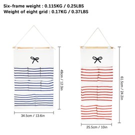 Wall Hanging Storage Bag Over The Door Closet Organizer, Premium Cotton and Linen Fabric for Bedroom, Washroom, Kitchen, Living Room and Office (4pcs)