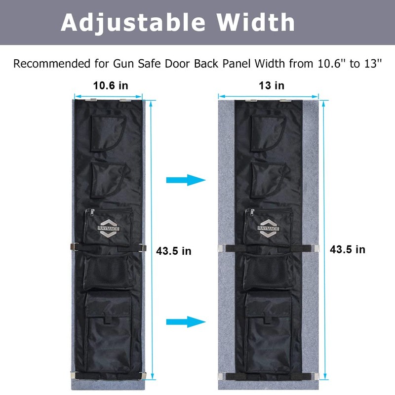 RAYMACE Gun Safe Door Panel Organizer 10.6W*43.5H，Adjustable Width to 13