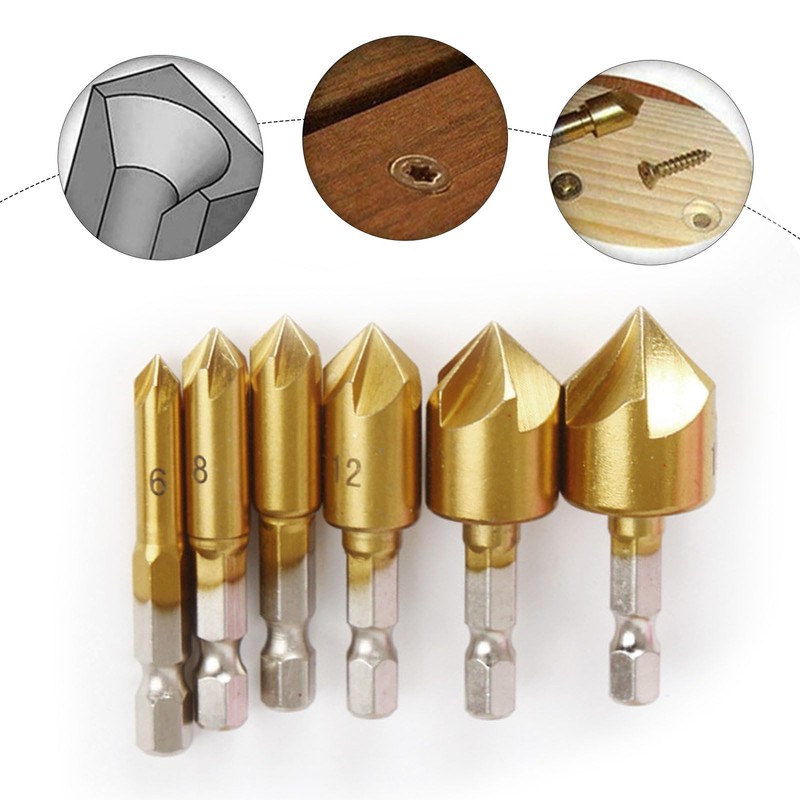 12 PCS Countersink Drill Bit Set, 6 PCS High Speed