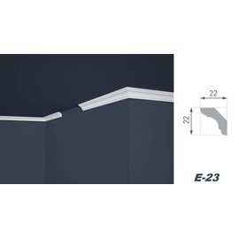 E-23-NK Trims Economy Pack Including Prefabricated Corners Lightweight and Stable Extruded Styrofoam Stucco Profiles Modern White Decorative XPS 22 x 22 mm 20 Metres + 4 Corners