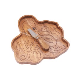 C&F Home Octopus Serving Board W/Spreader S/2 Brown