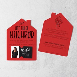 Set of Hey There Neighbor Real Estate Mailers Greeting Cards - Real Estate With Envelopes Included - Designed for Real Estate Agents - Pack of 10 - SCARLET - M25-M001