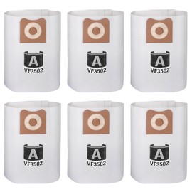 6 Pack VF3502 High Efficiency Dust Bags Replacement for Ridgid 12-16 Gallon Shop Vac Bags Type A, Part# 23743