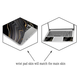 ToLuLu Laptop Skin Sticker Decal,12" 13" 13.3" 14" 15" 15.4" 15.6 inch Laptop Vinyl Skin Sticker Cover Art Protector Notebook PC (2 Wrist Pad Skins Included), Decorative Waterproof, Black Golden Marble