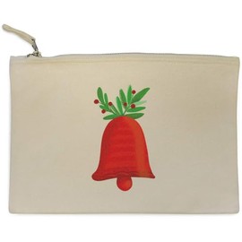 'Red Christmas Bell With Greenery' Canvas Clutch Bag/Accessory Case (CL00041845)