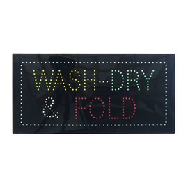 LED Wash Dry Fold Sign for Business, Super Bright LED Open Sign for Laundromat, Electric Advertising Display Sign for Laundry Business Store Window Home Decor. (HSW0308)