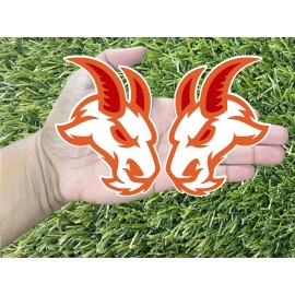 Badge Addictz Angry Goat Orange on White Red Eye & Horn Emblem Badge Car or Truck 2 Badges