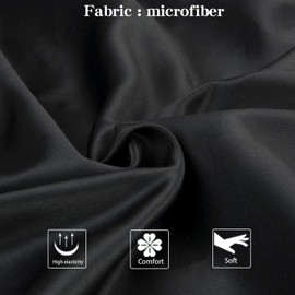 NTBAY Zippered Satin Body Pillow Pillowcase, Silky Slip Cooling Body Pillow Cover, Long Side Hidden Zipper, 20x54 Inches, Black