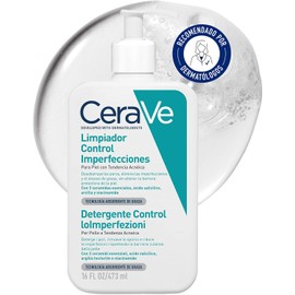 CeraVe Limpiador Control Imperfecciones 16oz para piel con tendencia al acné,con Ácido Salicílico, Niacinamida y Arcilla Purificante.