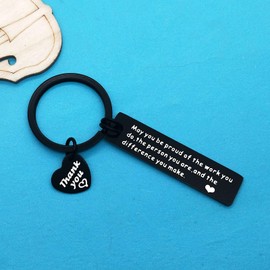 Xiahuyu Thank You Keychain (Black2, Stainless Steel) - Make a Difference Keychain, Appreciation Gifts for Employee, Coworker, Social Worker, Teacher, Nurse, Mentor, Coach