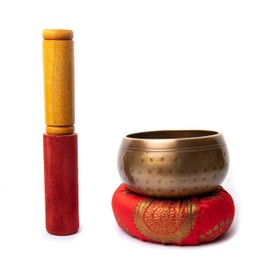 Tibetan Singing Bowl Meditation Singing Bowl Handmade for Healing, Chakra Balancing, Positivity, Anxiety, Stress Relief, with Wooden Striker and Cushion, 3.5 Inch