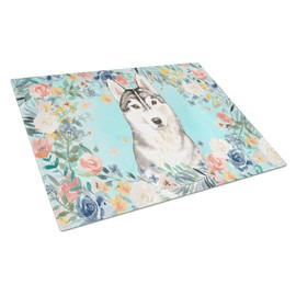 Caroline's Treasures CK3408LCB Siberian Husky Glass Cutting Board Large Decorative Tempered Glass Kitchen Cutting and Serving Board Large Size Chopping Board