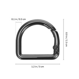 SHINEOFI 9Pcs D Ring Spring Key Hooks Alloy D Keyring Clip Buckles Clasp Semicircle Spring Snap Clip for Belt Backpacks Handbag Purse Keychain Ring, 28mm, Black