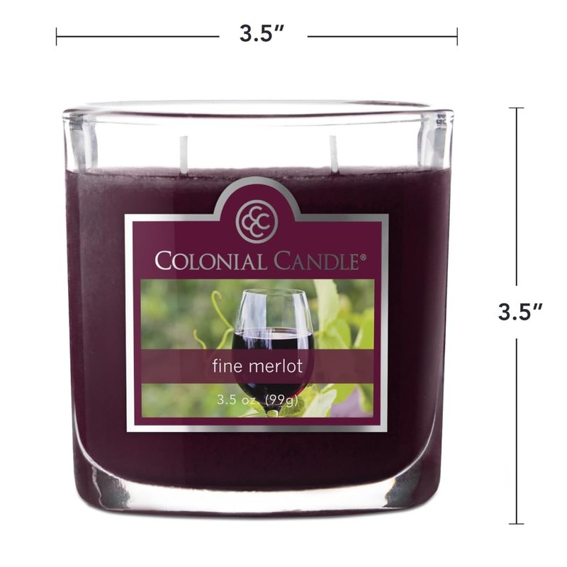 Colonial Candle Fine Merlot Scented Jar Candle, 2 Wick, 3.5