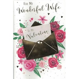Romantic Floral Design Valentine's Day Card for Wife, 23 x 15 cm